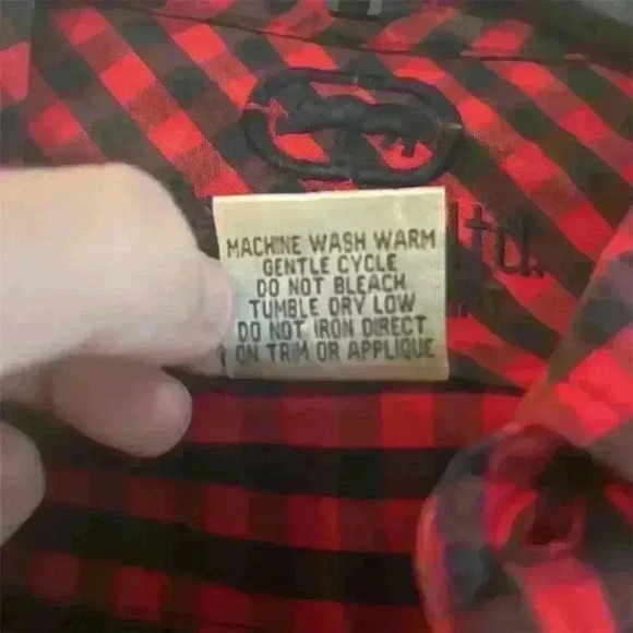 Ecko Unltd. Men's L Red Plaid Long Sleeve Button-Up Shirt Casual - Picture 4 of 6